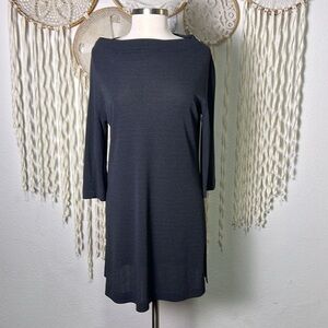 Lida Baday Gray Boatneck Sheath Tunic with Side Slits Size M